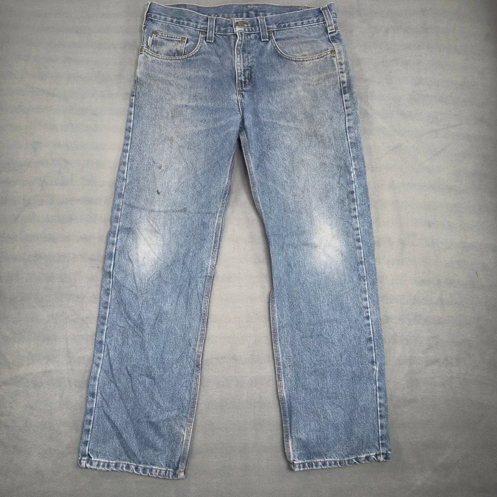 Carhartt Traditional Fit Blue Denim Jeans Mens 34x30 Workwear Straight Leg‎